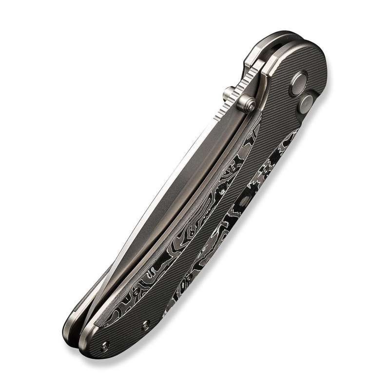 WEKNIFE Zizzit Flipper & Thumb Stud & Button Lock Knife Titanium & Carbon Fiber Handle (3.8" CPM ...