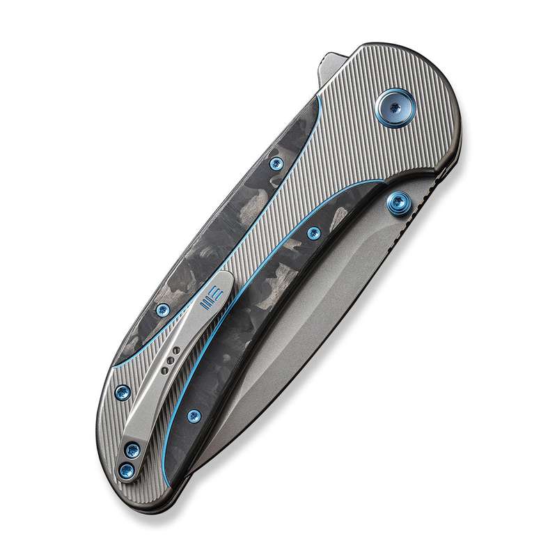 WEKNIFE Zizzit Flipper & Thumb Stud & Button Lock Knife Titanium & Carbon Fiber Handle (3.8" CPM ...