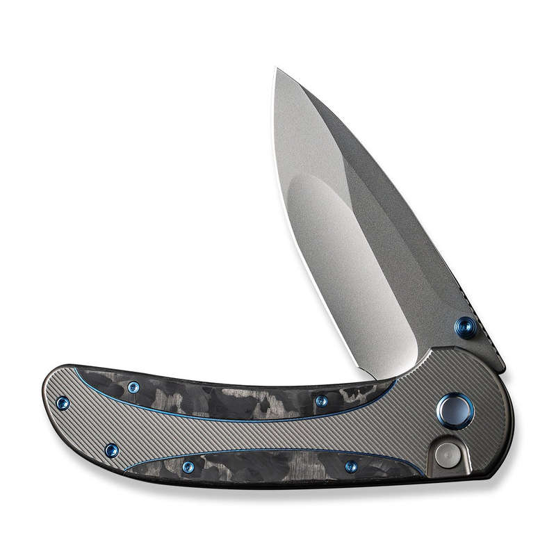 WEKNIFE Zizzit Flipper & Thumb Stud & Button Lock Knife Titanium & Carbon Fiber Handle (3.8" CPM ...