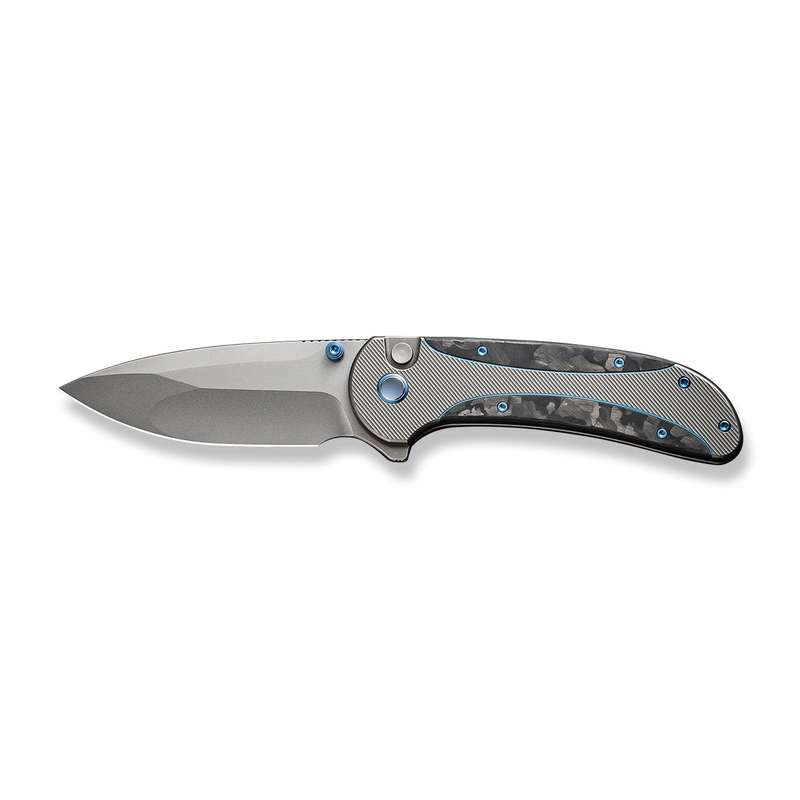 WEKNIFE Zizzit Flipper & Thumb Stud & Button Lock Knife Titanium & Carbon Fiber Handle (3.8" CPM ...