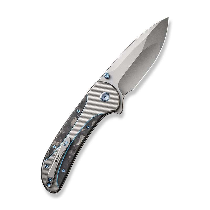 WEKNIFE Zizzit Flipper & Thumb Stud & Button Lock Knife Titanium & Carbon Fiber Handle (3.8" CPM ...