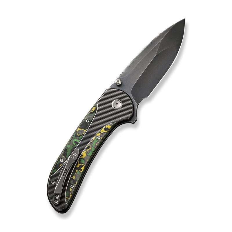 WEKNIFE Zizzit Flipper & Thumb Stud & Button Lock Knife Titanium & Carbon Fiber Handle (3.8" CPM ...