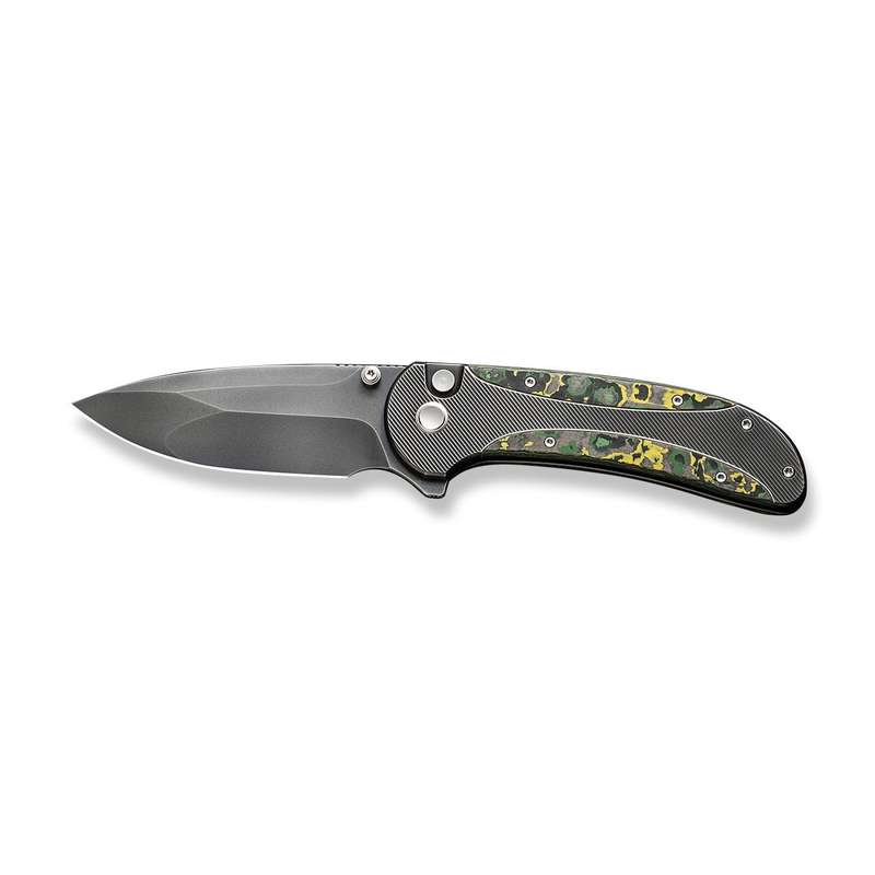 WEKNIFE Zizzit Flipper & Thumb Stud & Button Lock Knife Titanium & Carbon Fiber Handle (3.8" CPM ...