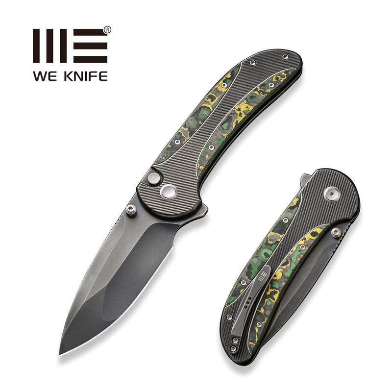 WEKNIFE Zizzit Flipper & Thumb Stud & Button Lock Knife Titanium & Carbon Fiber Handle (3.8" CPM ...