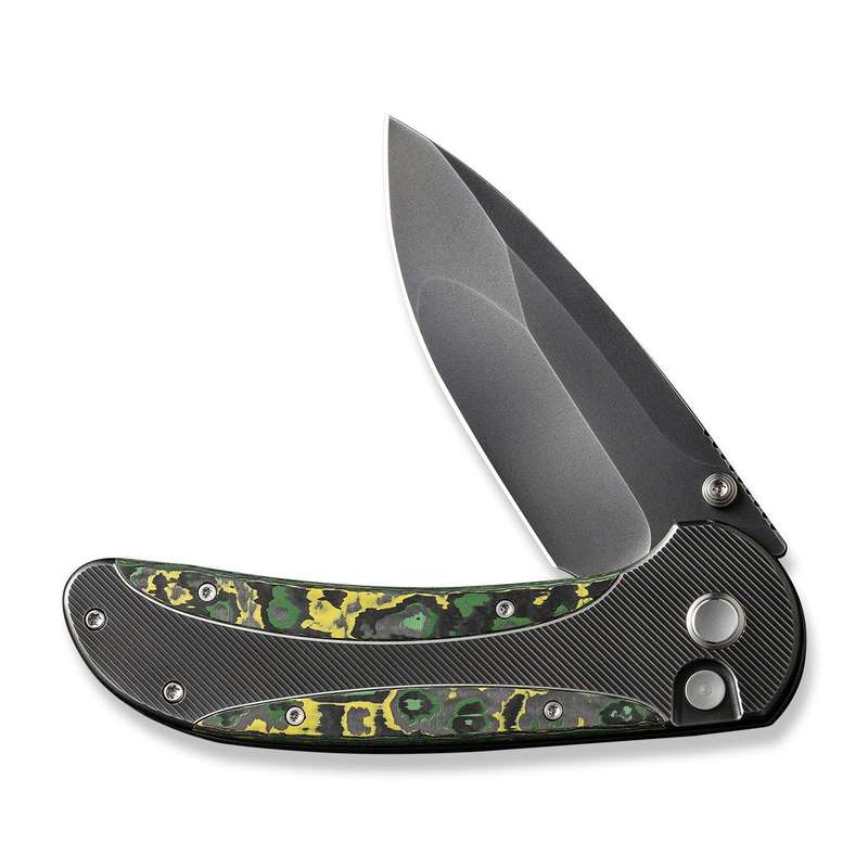 WEKNIFE Zizzit Flipper & Thumb Stud & Button Lock Knife Titanium & Carbon Fiber Handle (3.8" CPM ...