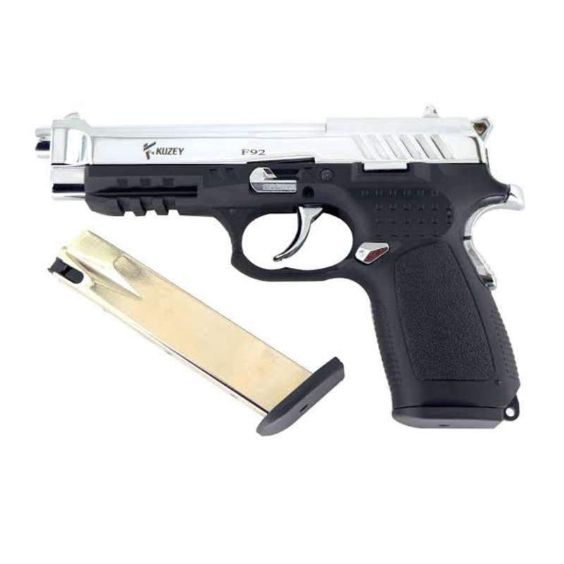 Kuzey F92 Mat Chrome Blank/Pepper Gun (Semi Auto|18+1|9mm PAK)