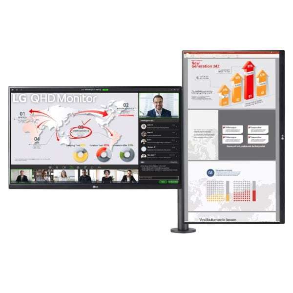 LG 27 QHD Dual Ergo QHD Monitor with USB Type-C, Daisy Chain