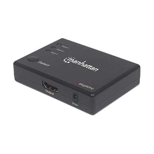 Manhattan 4K Compact 3-Port HDMI Switch  Easy Switching for Multiple Devices