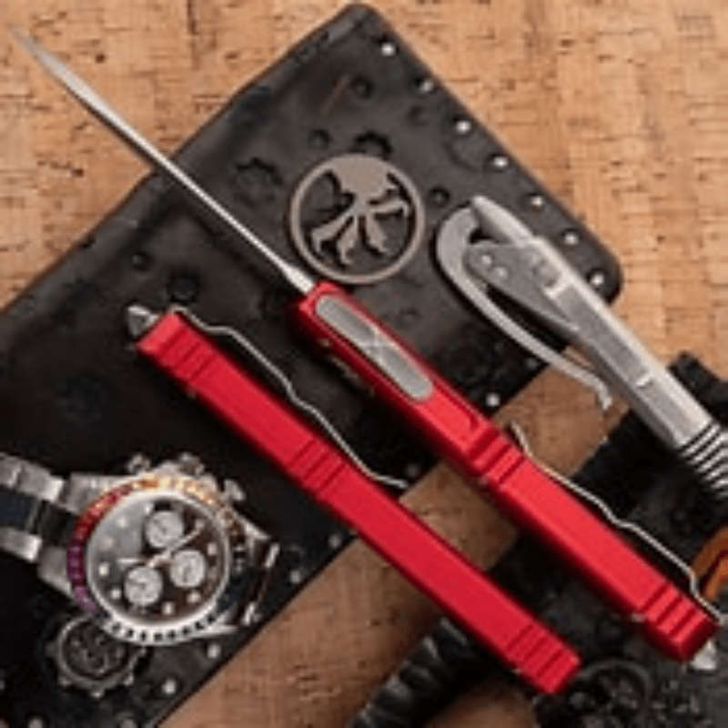 Microtech 123-10APRD Ultratech T/E - Red Handle - Apocalyptic Blade