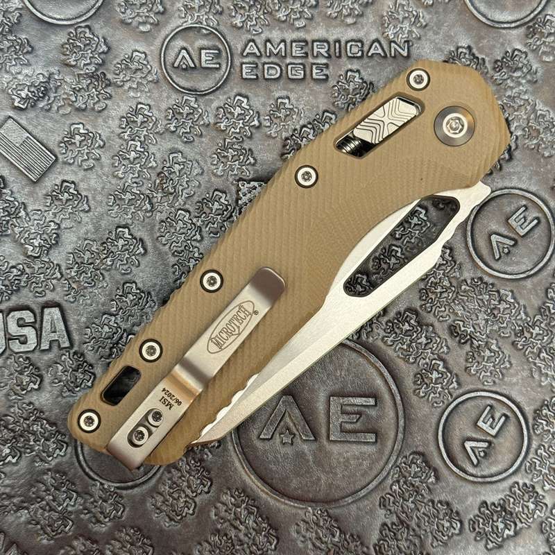 Microtech MSI® S/E Fluted G-10 Tan Stonewash Partial Serrated  210-11FLGTTA