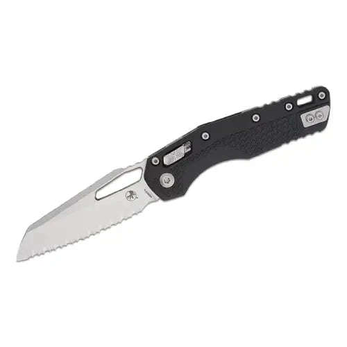 Microtech MSI® S/E Tri-Grip Injection Molded Black Stonewash Full Serrated  210T-12PMBK