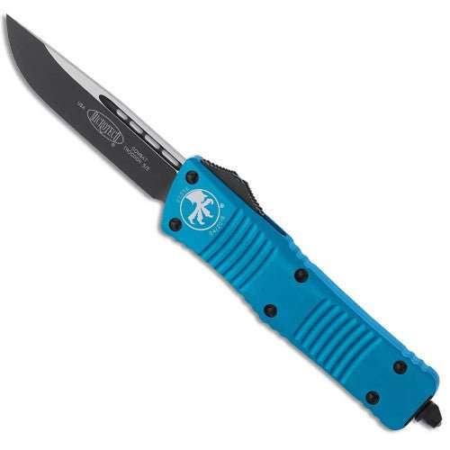 MICROTECH TROODON D/E BLACK/TURQUOISE HANDLE STANDARD  138-1TQ