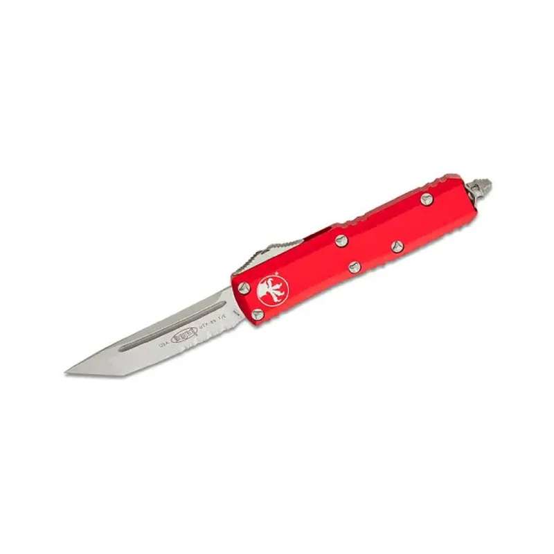 Microtech UTX-85 T/E Stonewash Partial Serration Red  233-11RD