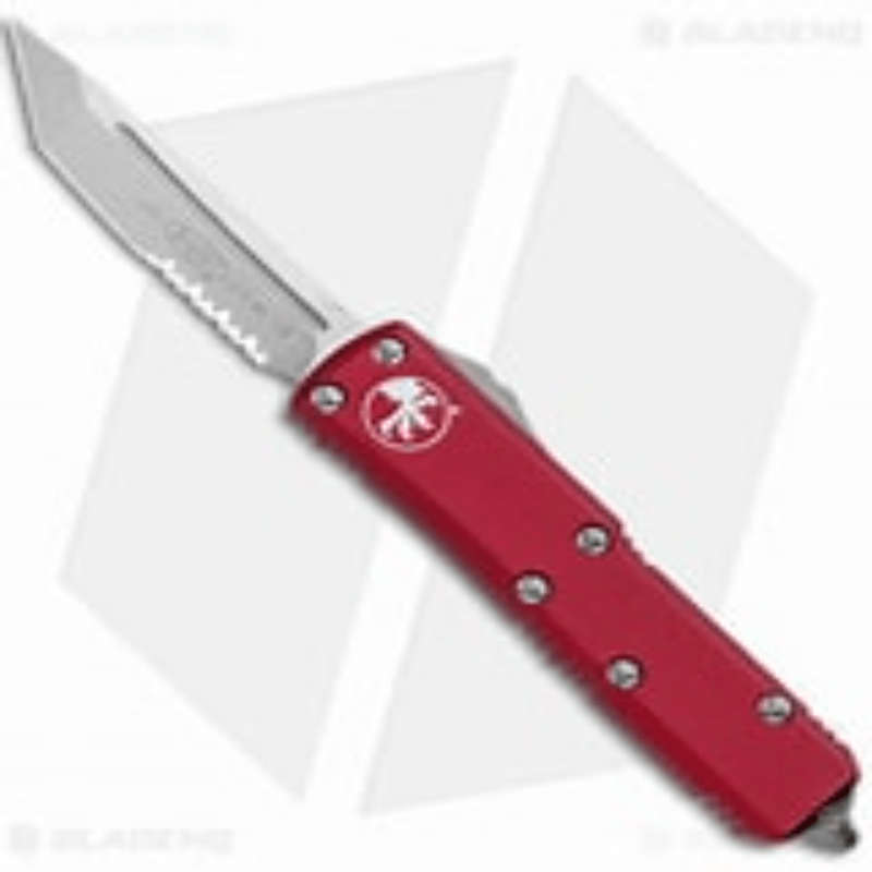 Microtech UTX-85 T/E Stonewash Partial Serration Red  233-11RD
