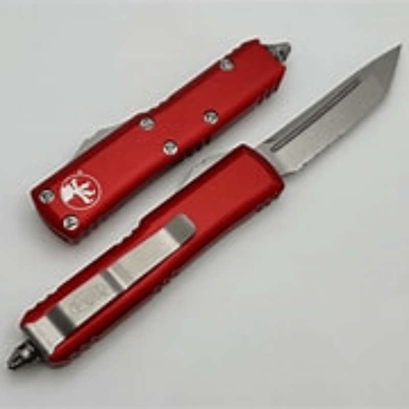 Microtech UTX-85 T/E Stonewash Partial Serration Red  233-11RD