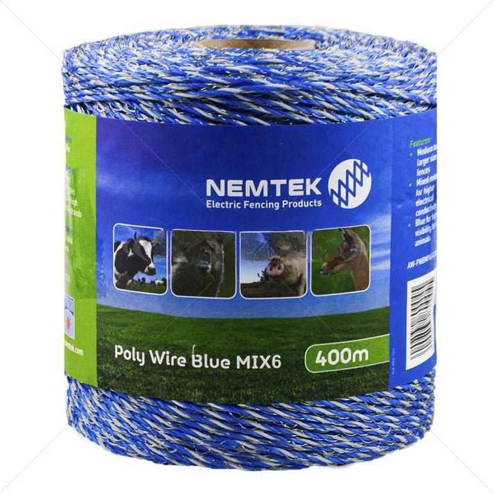 Nemtek Agri Poly Wire Blue MIX6 400m EF63-3 - High Conductivity Electric Fence Wire