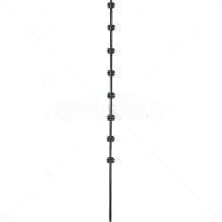 Nemtek 8-Line Round Bar Black Fence Pole - Heavy-Duty Electric Fencing