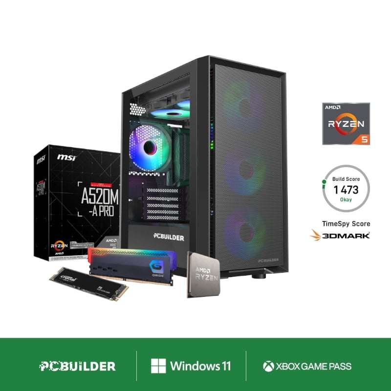 PCBuilder AMD Ryzen 5 5600G DEFENDER Windows 11 Gaming PC  Integrated Radeon Power