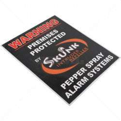 Pepper Gas Skunk Warning Sign  250 × 210 × 1mm | Durable Security Notice