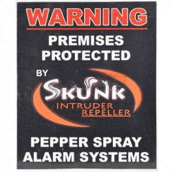 Pepper Gas Skunk Warning Sign  250 × 210 × 1mm | Durable Security Notice
