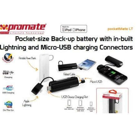 Promate Pocketmate LT Pocket-size Back-up  Compact Power Bank for On-the-Go Charging