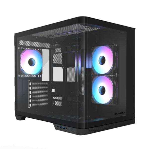 Raidmax I630 ATX | Micro-ATX | ITX ARGB Mid-Tower Dual Chamber Curved Glass Gaming Chassis  Black