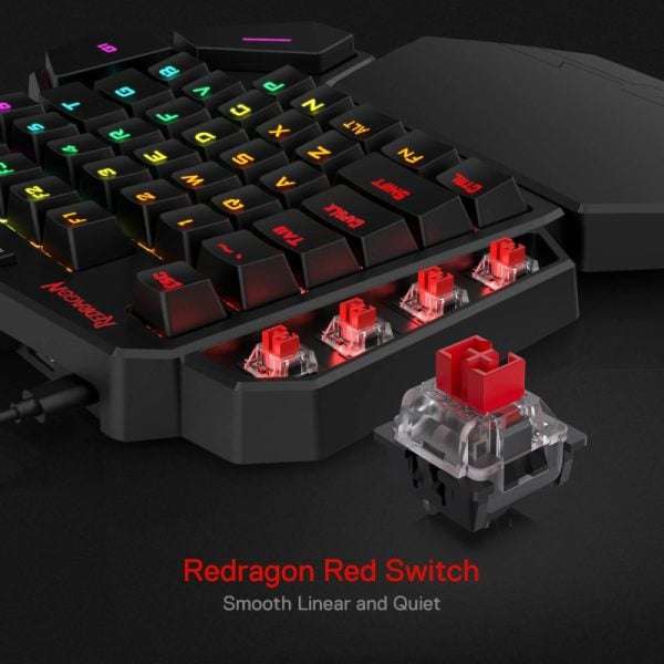 REDRAGON Diti Elite Pro One-Handed RGB Wireless Mechanical Gaming Keyboard  Black