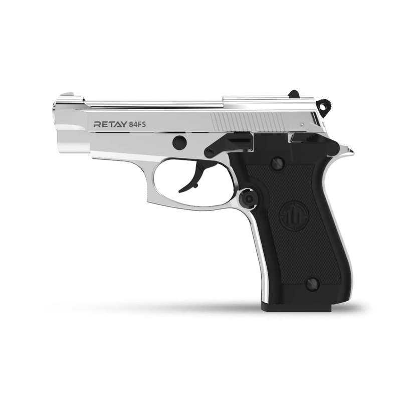 Retay 84 FS Shiny Chrome Blank/Pepper Gun (Semi Auto|7+1|9mm PAK)