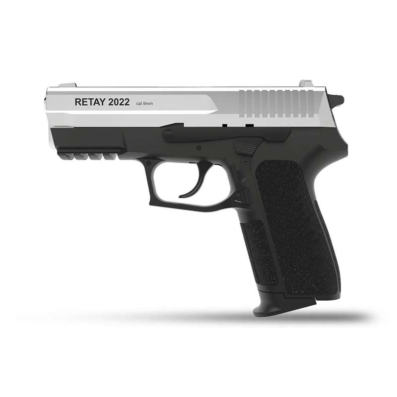 Retay S2022 Shiny Chrome Blank/Pepper Gun (Semi Auto|14+1|9mm PAK)