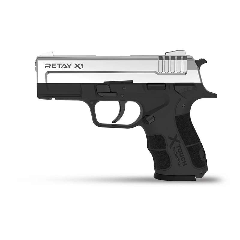 Retay X1 Shiny Chrome Blank/Pepper Gun (Semi Auto|14+1|9mm PAK)