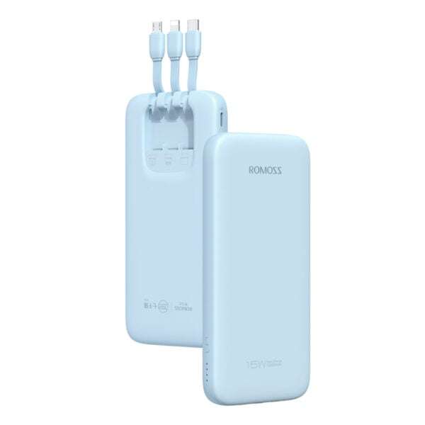 Romoss Power Bank 10000mAh 15W BLU  Stylish and Efficient Portable Charger