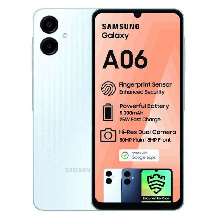 Samsung Galaxy A06 4GB-64GB Smartphone in Light Blue  Affordable & Stylish