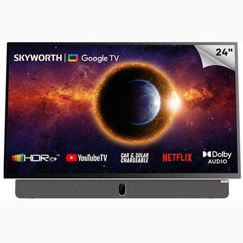 Skyworth 24" FHD Grey Portable Google TV with Battery & Chromecast