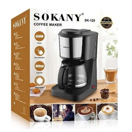 Sokany Black And Silver 900ml Coffee Maker