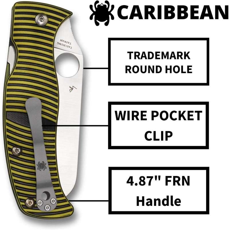 SPYDERCO CARIBBEAN G10 Knife LC/200N SER SHEEPFOOT - C217GSSF