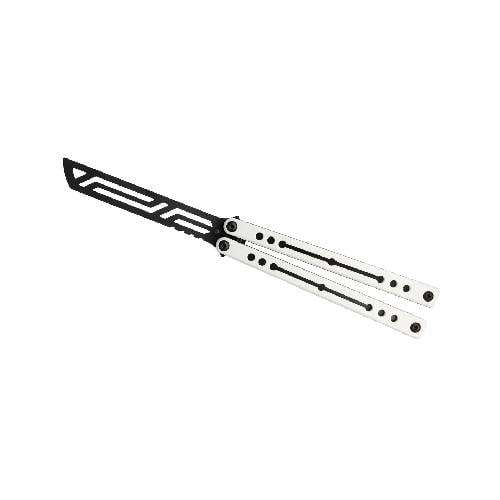 SQUID INDUSTRIES NAUTILUS IWHITE INKED BLACK BUTTERFLY KNIFE