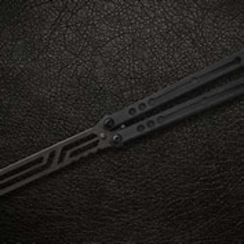 SQUID INDUSTRIES NAUTILUS IWHITE INKED BLACK BUTTERFLY KNIFE