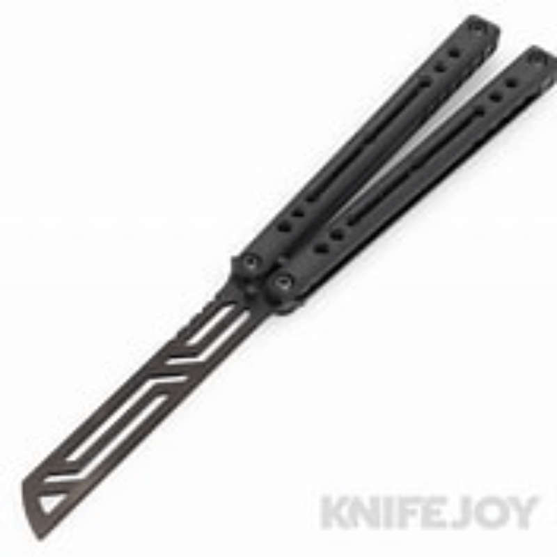 SQUID INDUSTRIES NAUTILUS IWHITE INKED BLACK BUTTERFLY KNIFE