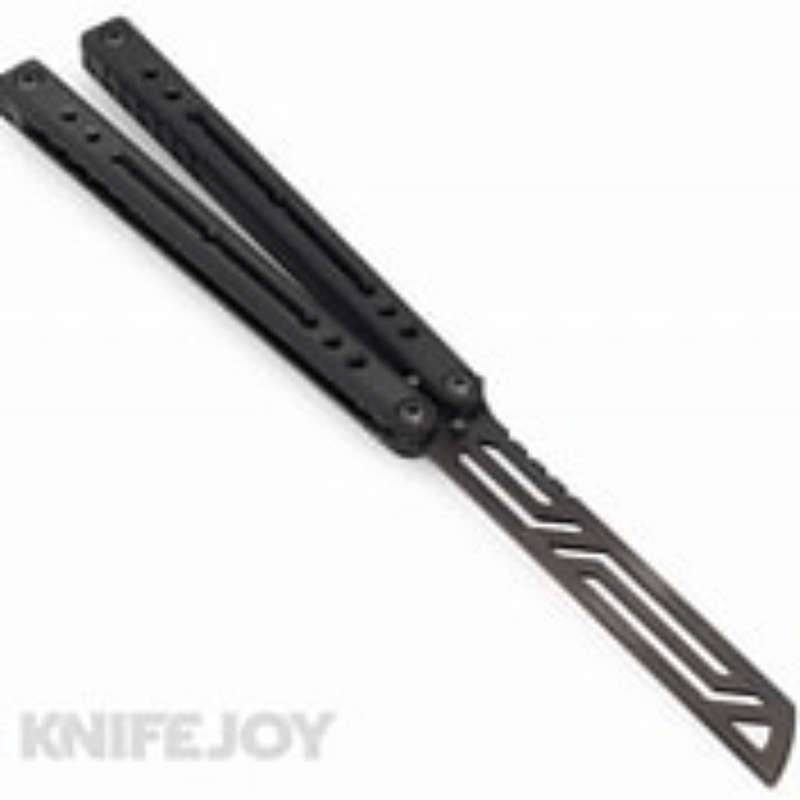 SQUID INDUSTRIES NAUTILUS IWHITE INKED BLACK BUTTERFLY KNIFE