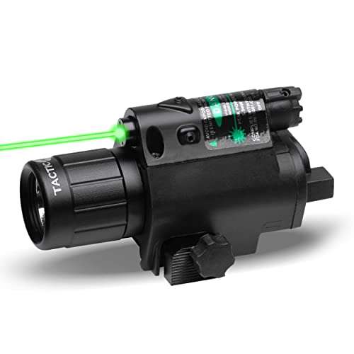 Tacticon Green Laser Flashlight For Handgun Or Rifle With Picatinny Rail Mount And Tail Switch (G...