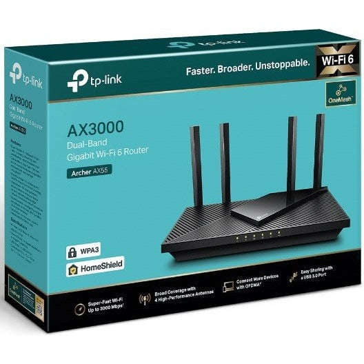 TP-Link Archer AX55 AX3000 Dual-Band Wi-Fi 6 GbE Router