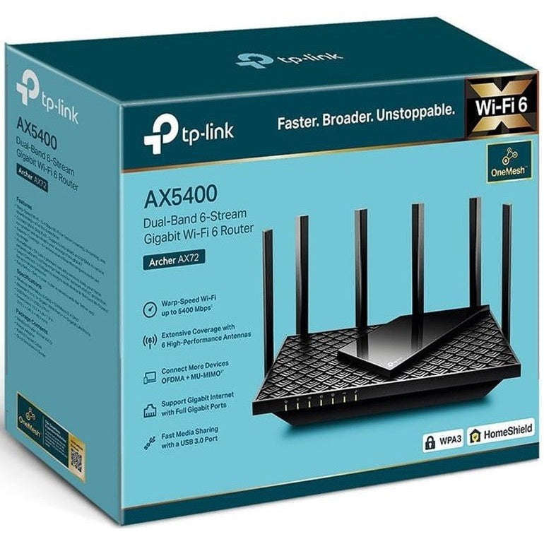 TP-Link Archer AX72 AX5400 Dual-Band Gigabit Wi-Fi 6 Router for High-Speed Connectivity