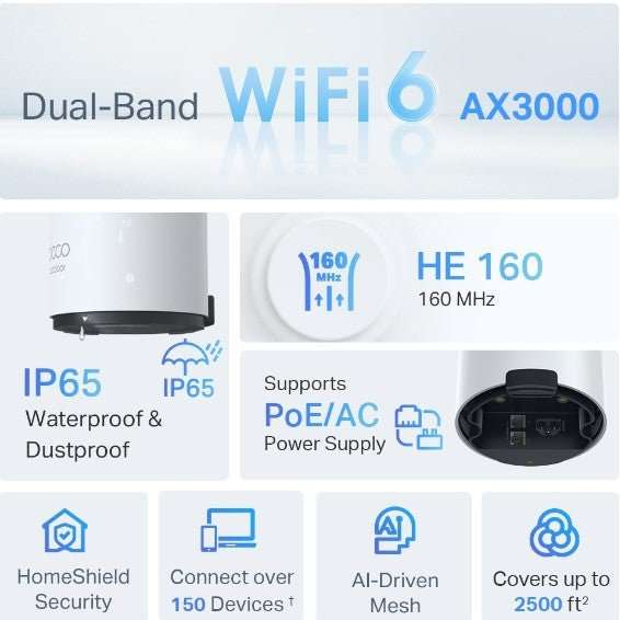 TP-Link AX3000 Outdoor/Indoor Mesh Wi-Fi System for Seamless Connectivity