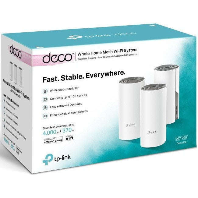 TP-Link Deco E4 (3-Pack) AC1200 Whole Home Mesh Wi-Fi System for Seamless Connectivity