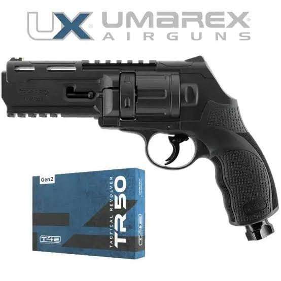 Umarex T4E HDR 50 TR GEN 2 Paintball Gas Gun Combo (Semi Auto|CO2|6|500 FPS|13J|.50 CAL/Revolver)...