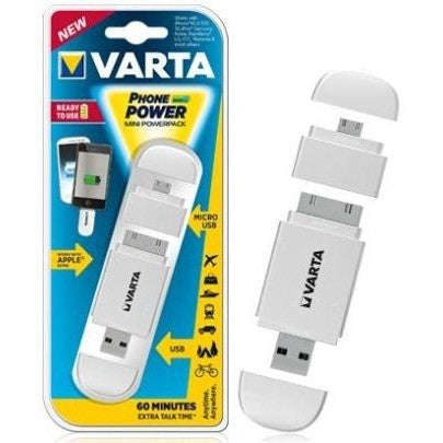 Varta Mini Powerpack Charger-Smart 2-In-1  Portable Power Bank with Built-in Cable