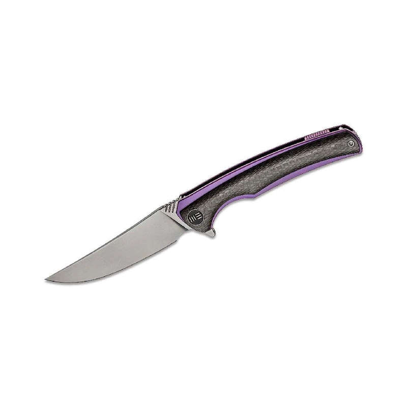WE 704CF-A Purple TI Liner with CF Handle Polished Bead Blast Knife