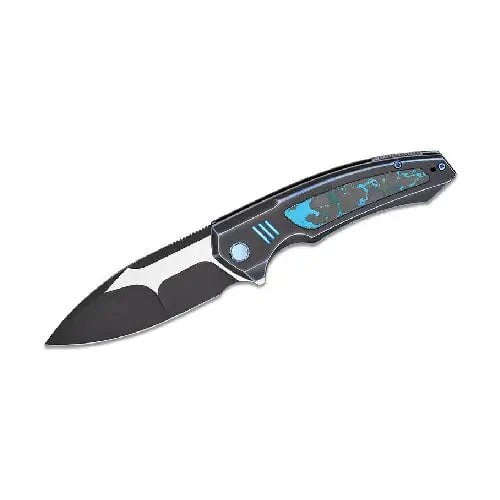 WE Hyperactive Blue / Black Titanium Handle With Arctic Storm Fat Carbon Fiber Inlay Black Stonew...