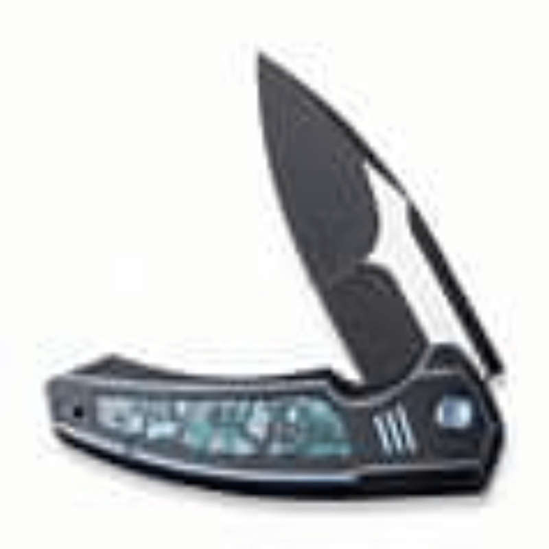 WE Hyperactive Blue / Black Titanium Handle With Arctic Storm Fat Carbon Fiber Inlay Black Stonew...