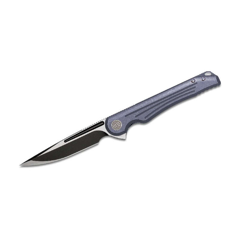 We Knife 718A Blue Ti Handle Black Stonewash, Satin Blade Knife